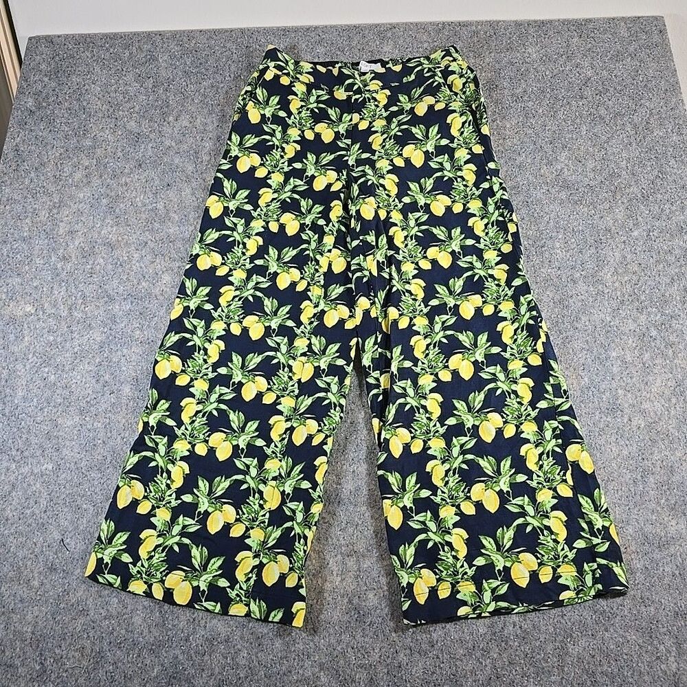 Loft by Ann Taylor Size XS Lemon Tree Verbena Linen Blend Pants Citrus Orchard